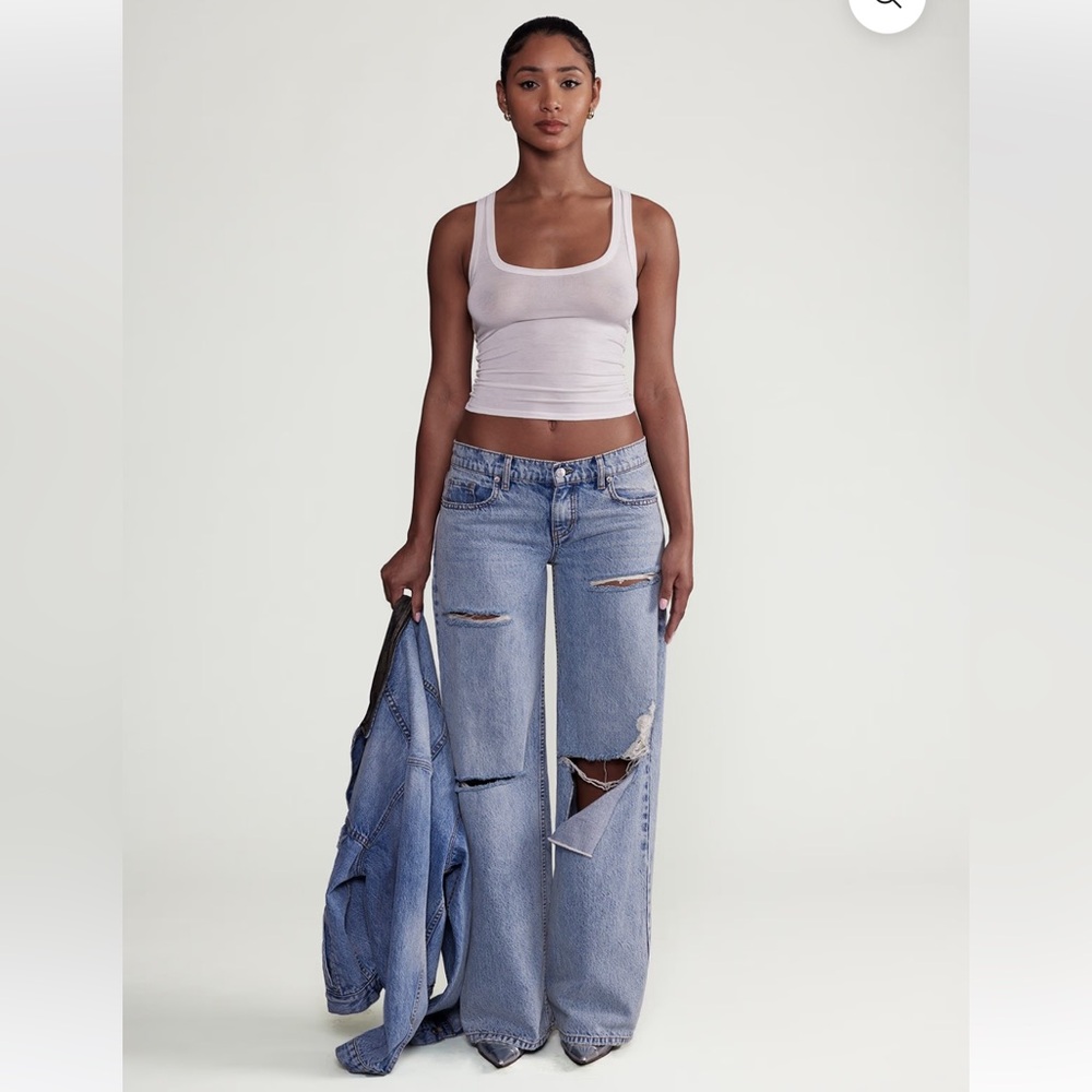 REVICE TLC/ Light Blue Distressed Straight Leg Jeans